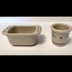 Longaberger Pottery Green and Ivory